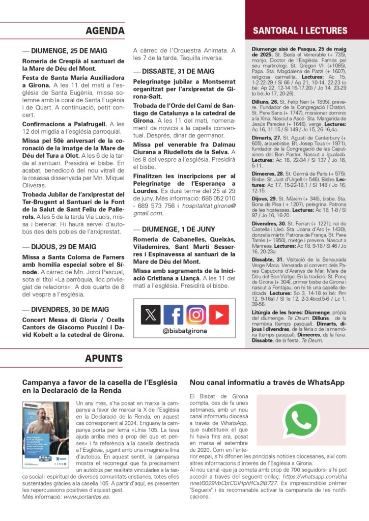Full Parroquial 25 de maig de 2025