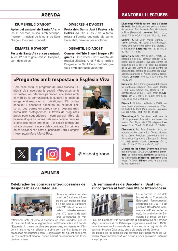 Full Parroquial Agost 3 de 2025