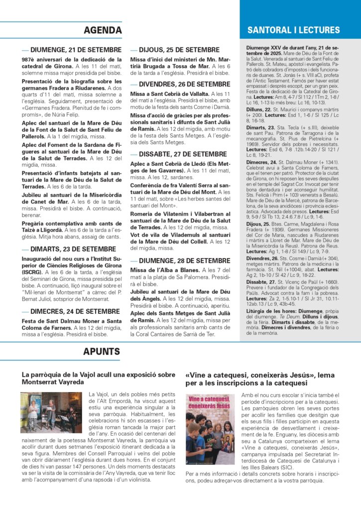 Full Parroquial Setembre 21 de 2025