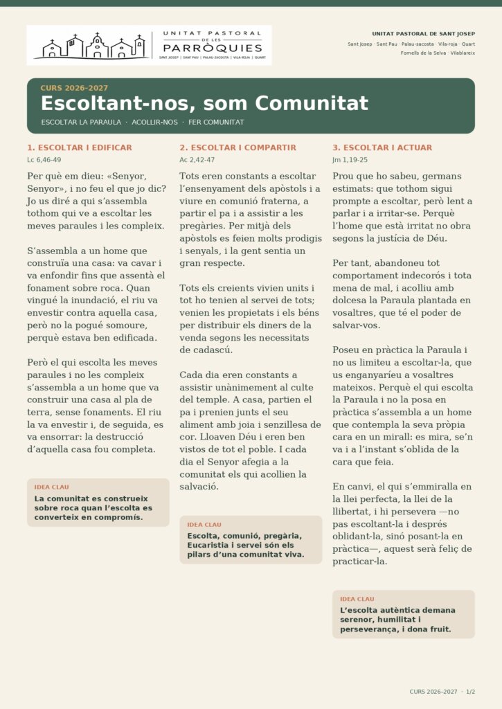 Escoltant-nos, som Comunitat