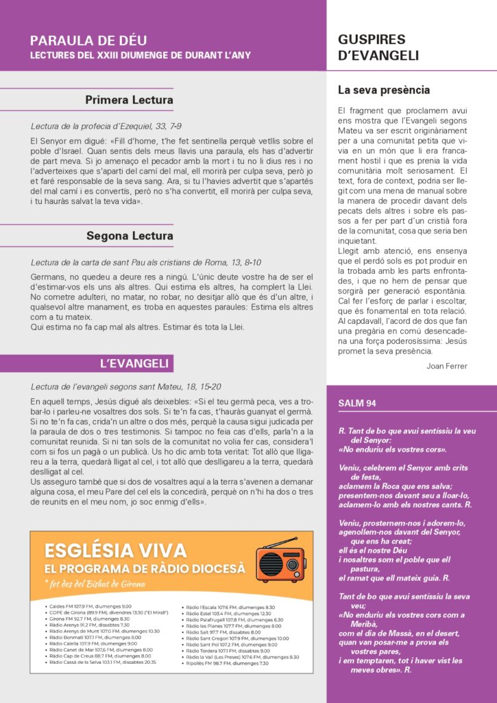 Full Parroquial Setembre 6 de 2026